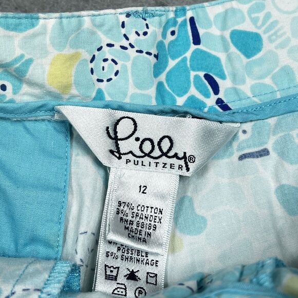Lilly Pulitzer Shorts Womens Size 12 Blue Dolphins Beachy Pockets Cotton - Picture 8 of 9
